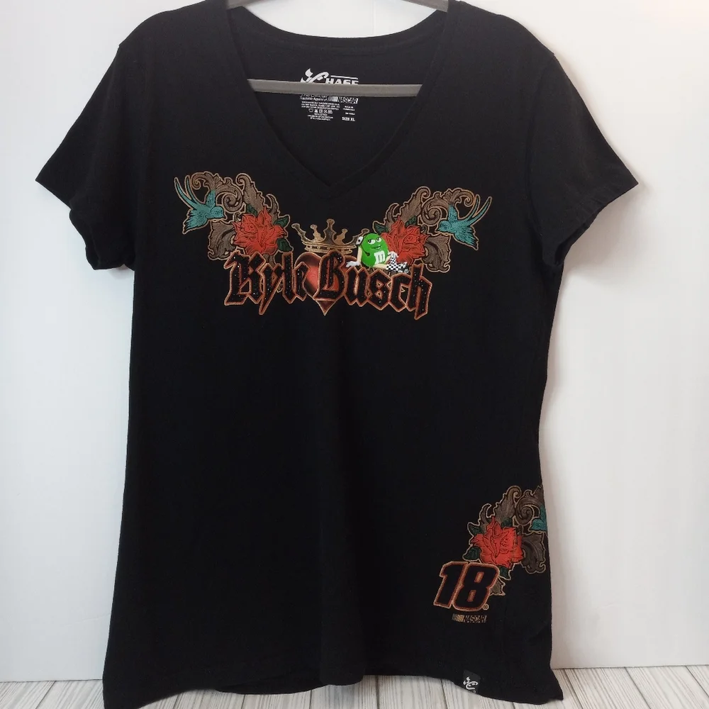 Chase Authentics Kyle Busch Nascar Racing Rhinestone Tee - Picture 1 of 7